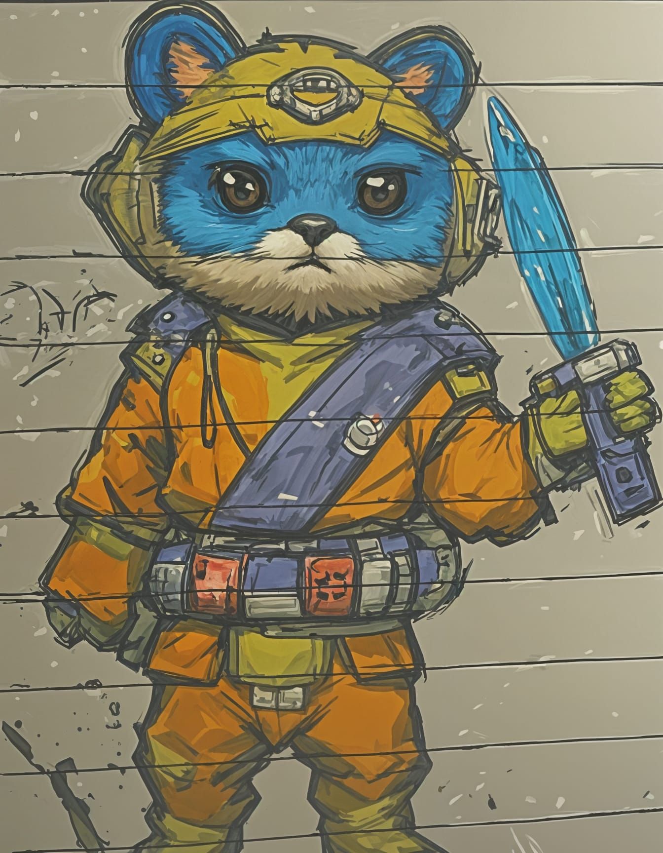 Chibi Calico Raccoon in Studio Ghibli Style