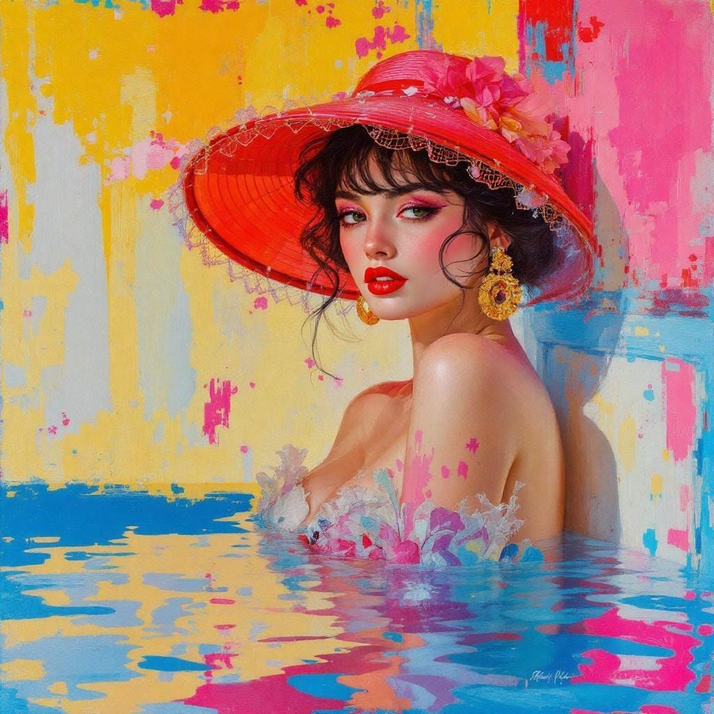 Geisha in Impasto Style with Hyperreal Colors