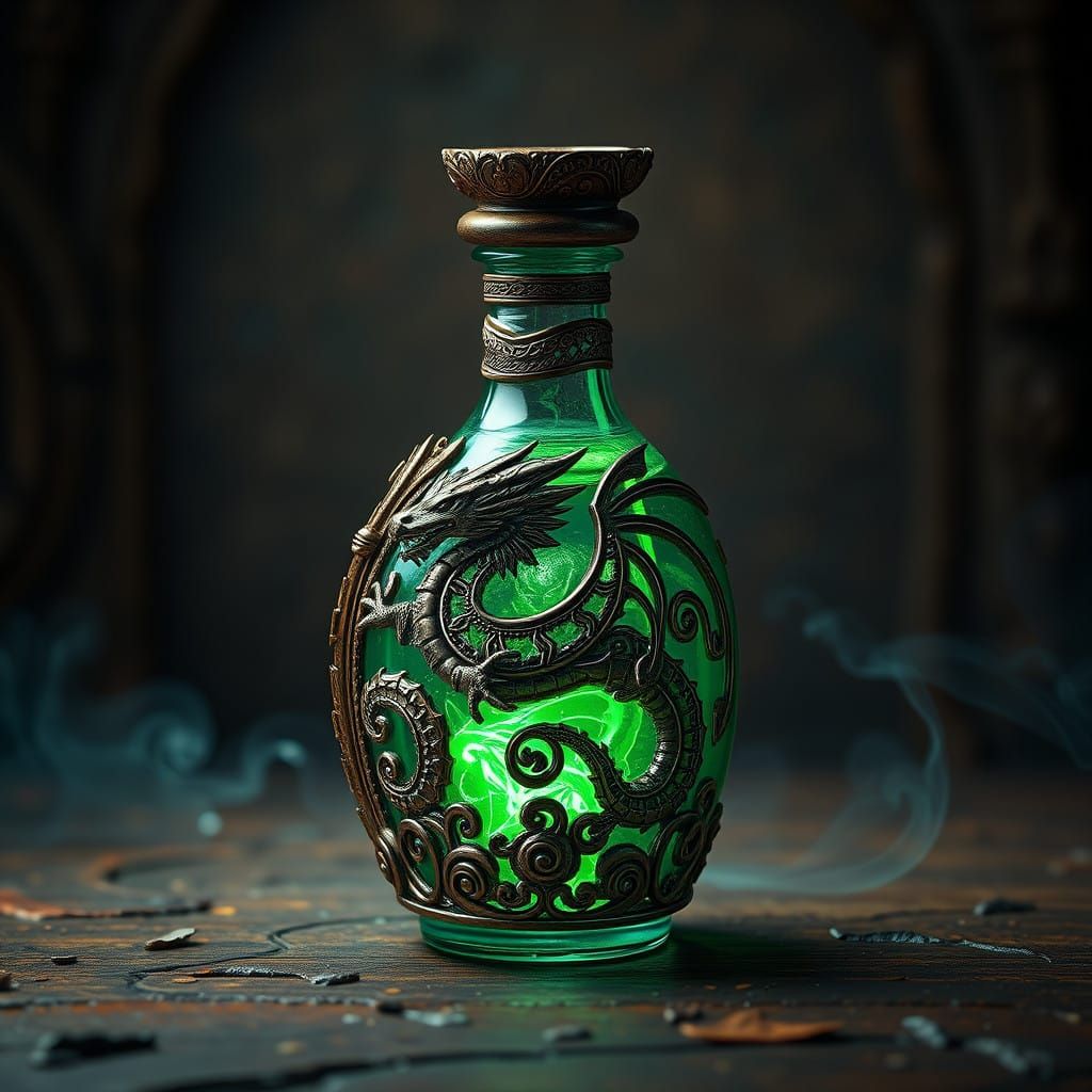 Enchanted Elixir in a Dragon-Adorned Vessel