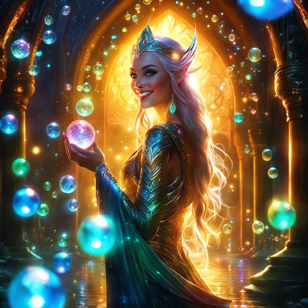 Shimmering Elven Woman Portrait in Digital Art Style