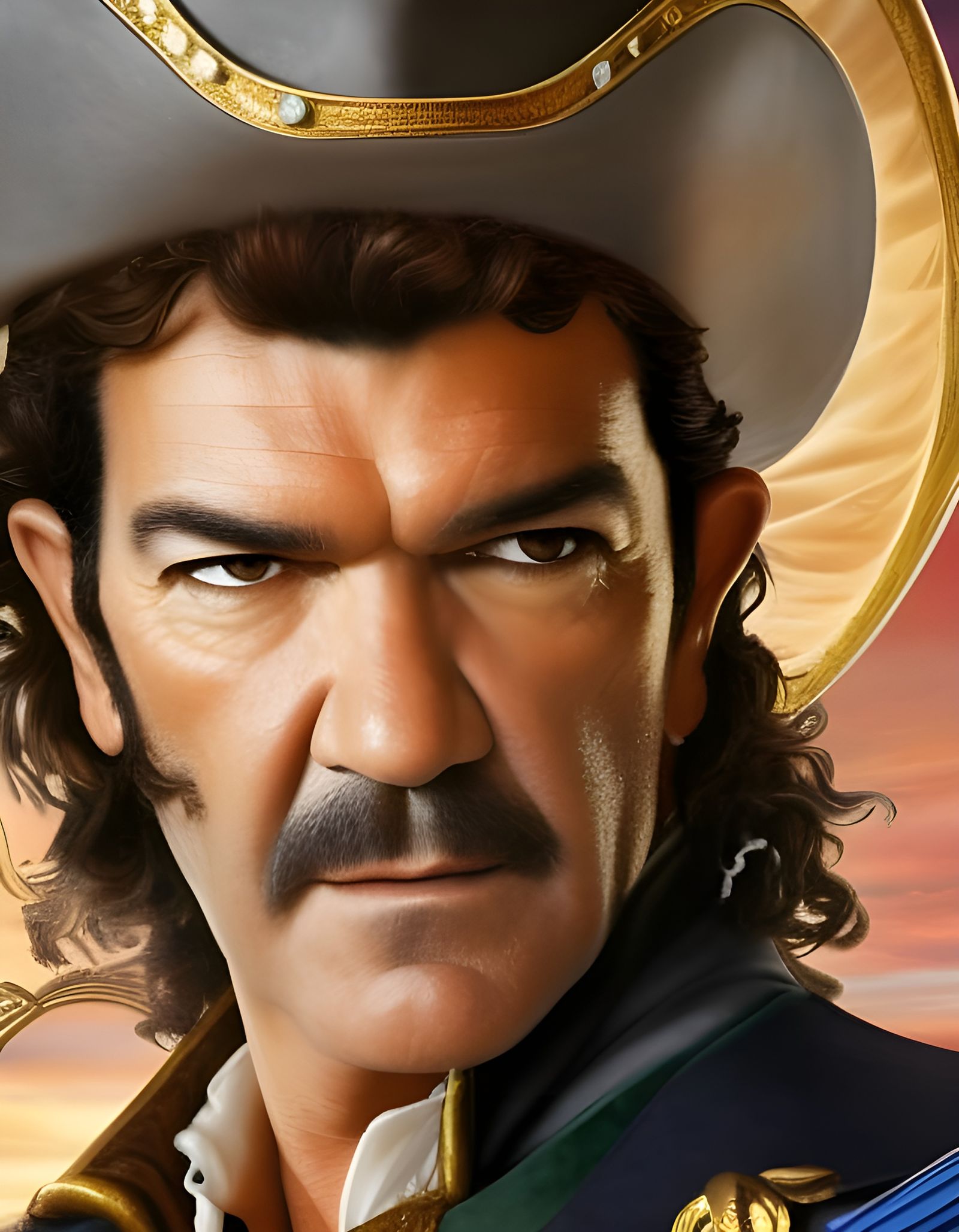 Portrait of Antonio Banderas as pirate William Turner from d...