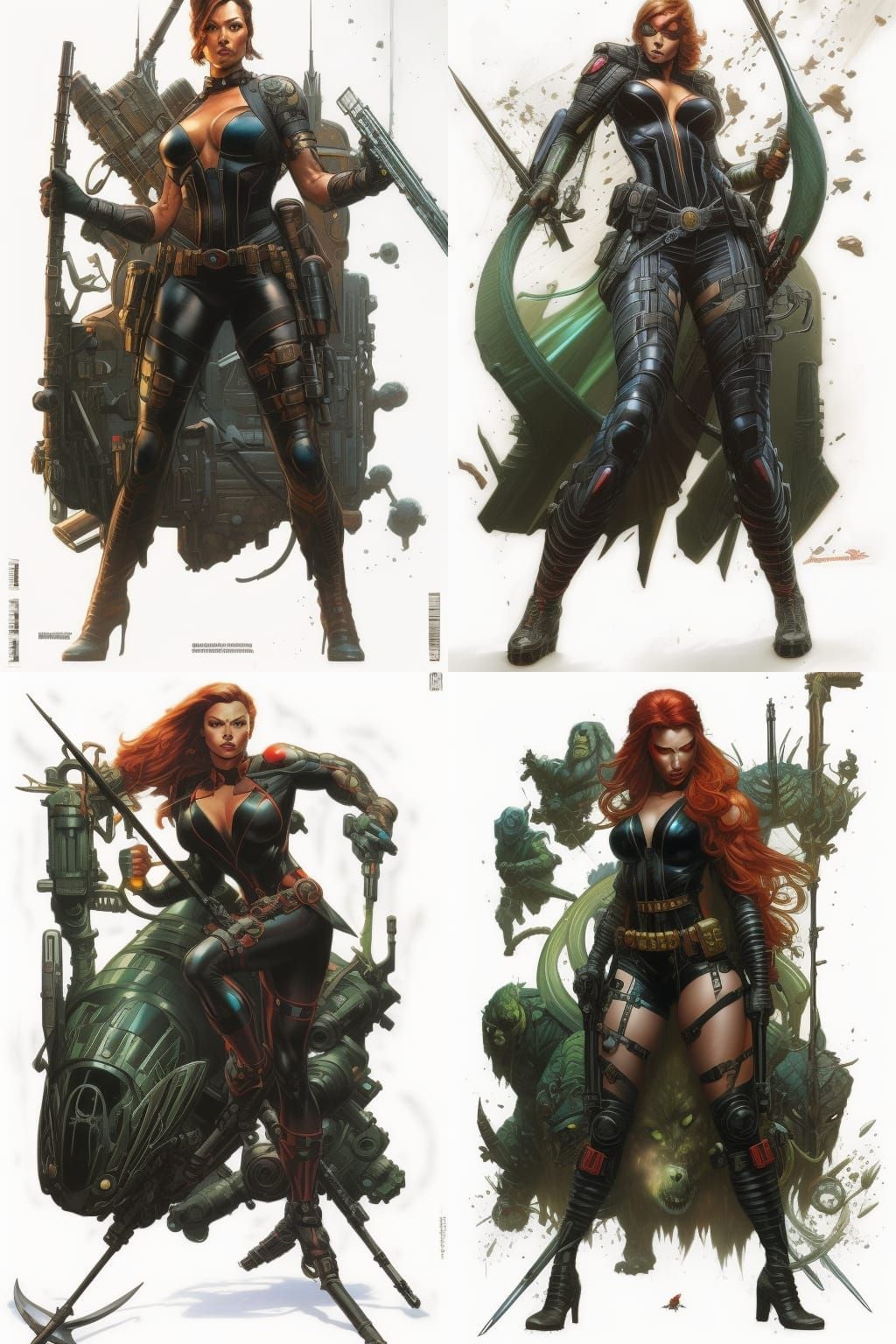 Muscular Black Widow Crayon Caricature Character Design