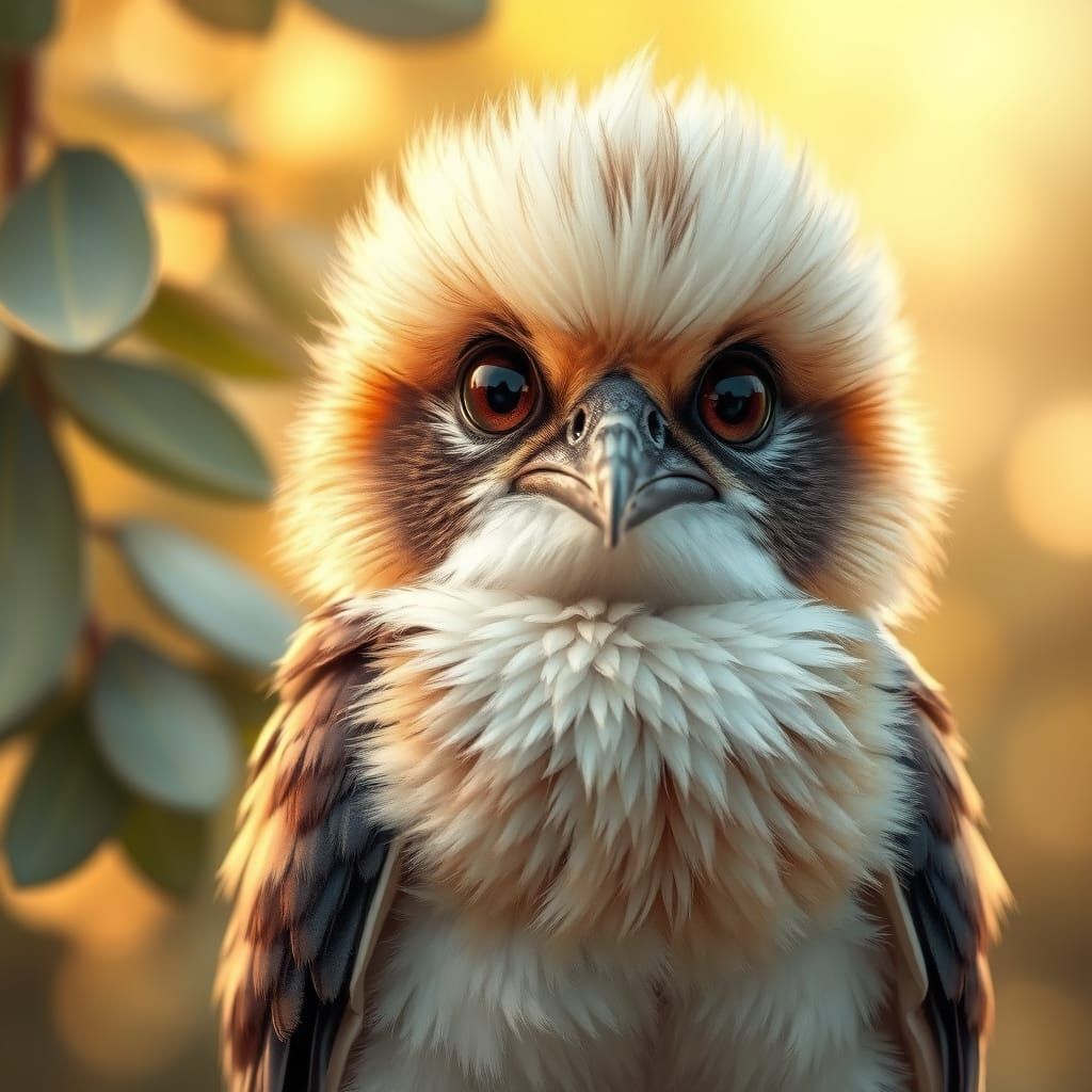 Baby Kookaburra, Leafy Background