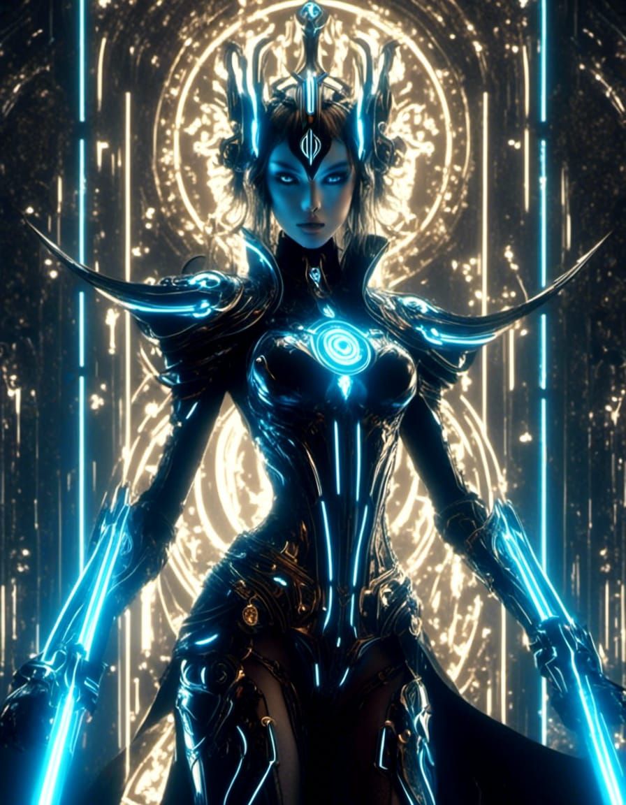 Anime Tarot: Justice TRON inspired, face up, 8K resolution f...
