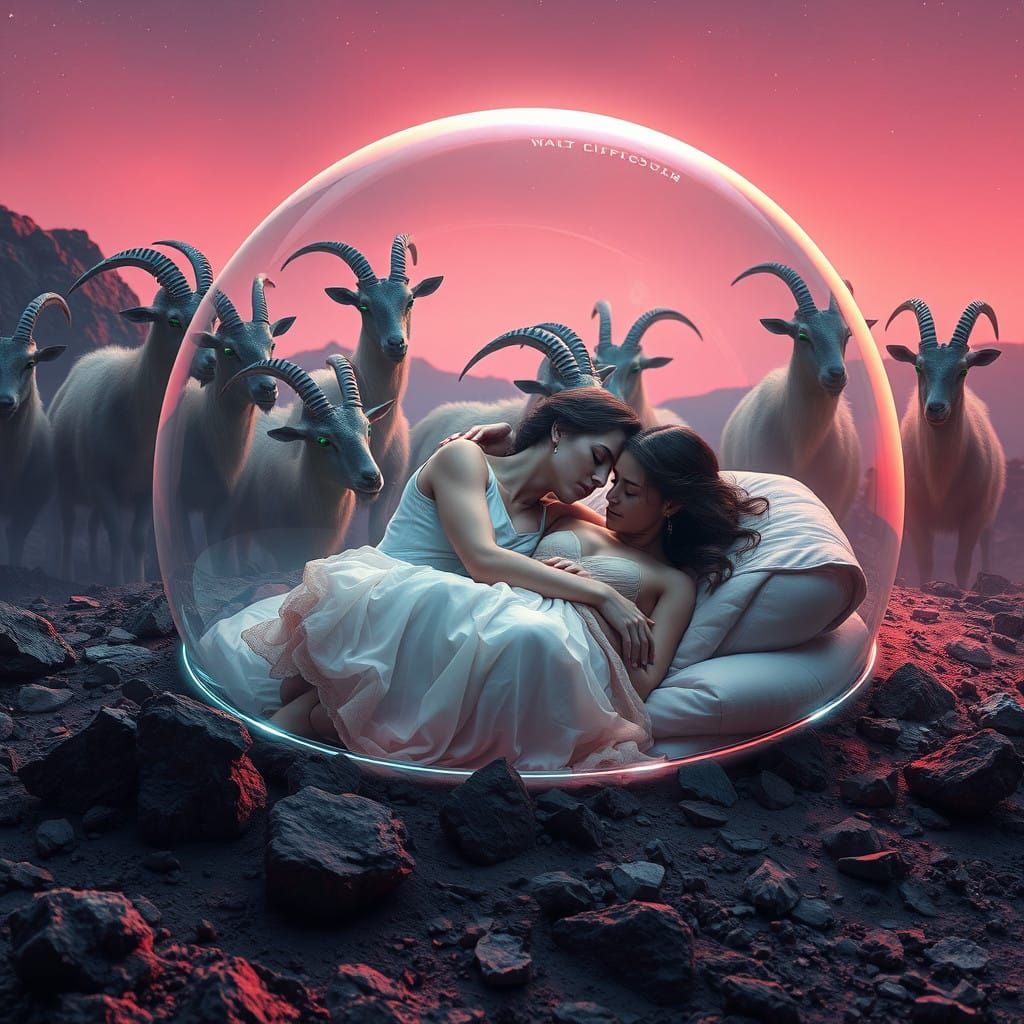 Ethereal Dreams on Mercury: Intimate Couple Surrounded by Ma...