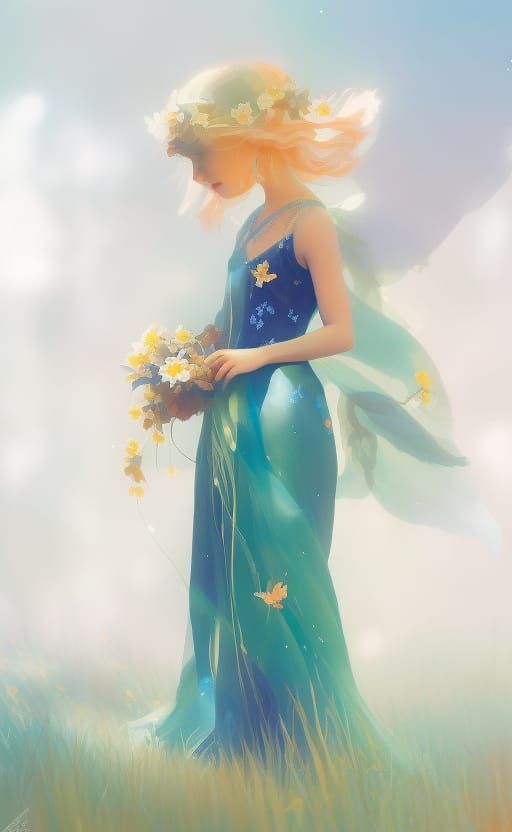 Fairy Girl in Blue Dress: Animation Key Visual