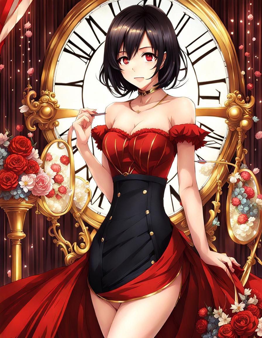 Anime Art: Beautiful Indonesian Woman in Red Silk