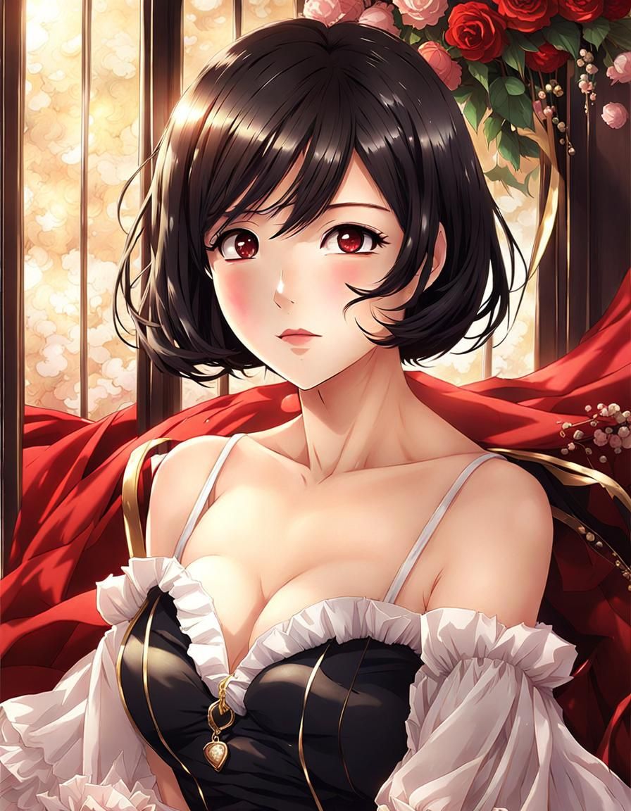 Anime Art: Beautiful Indonesian Woman in Red Silk