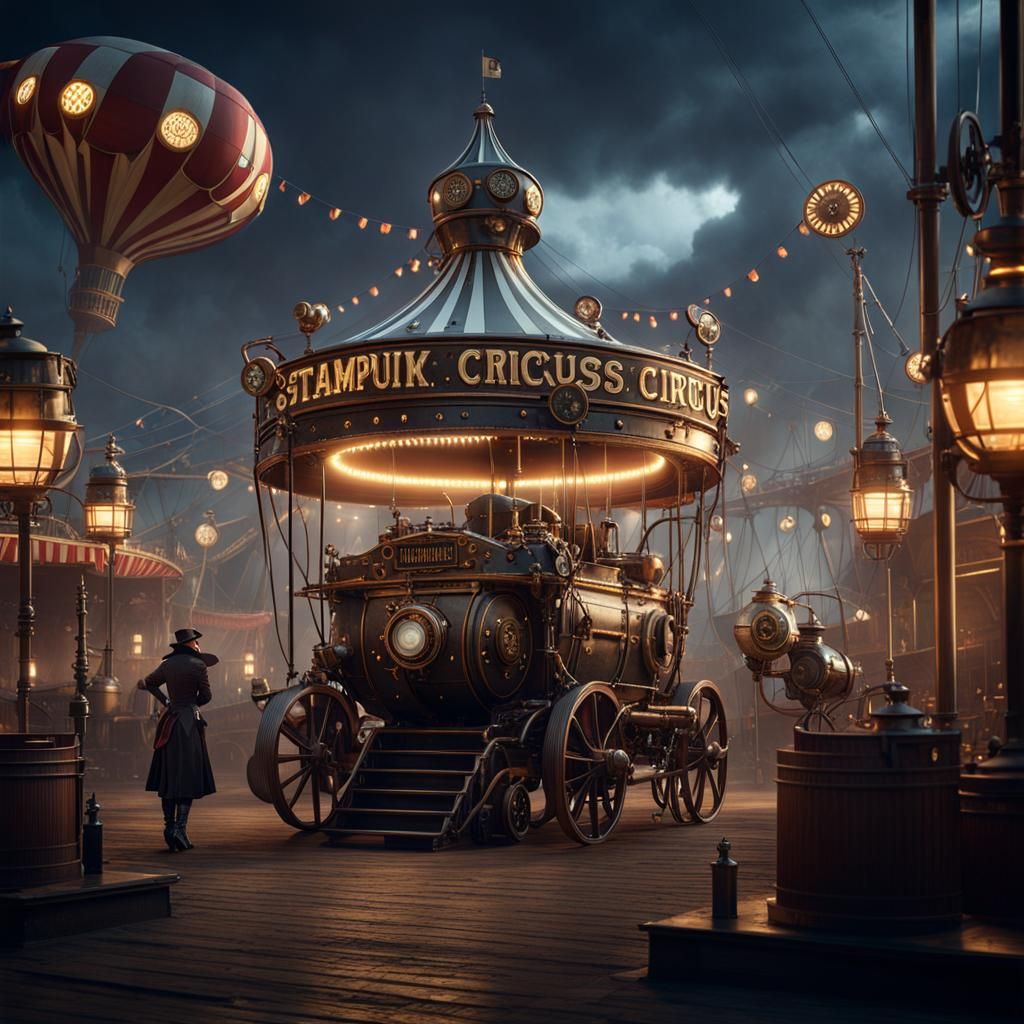 Steampunk Circus Concept Art in 8K Resolution