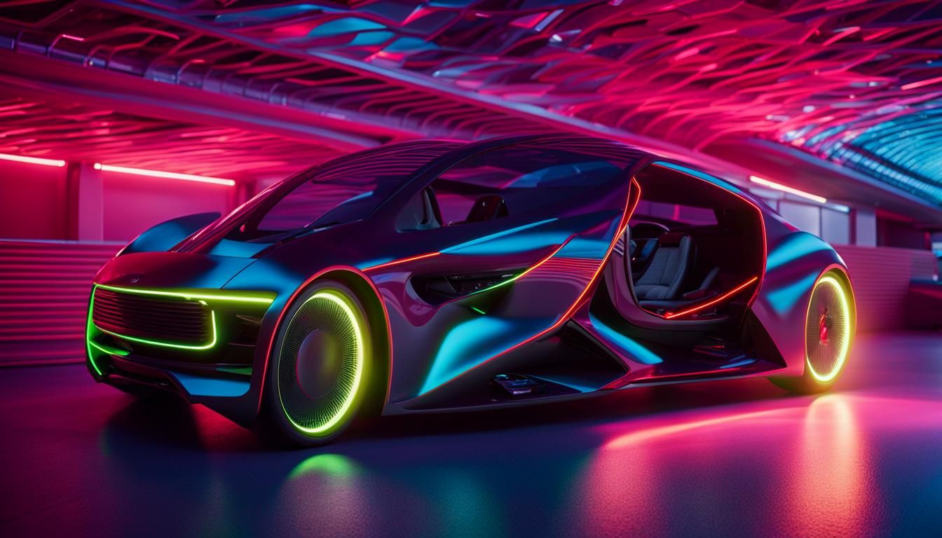 Sleek Concept Car in Neon-Noir Style
