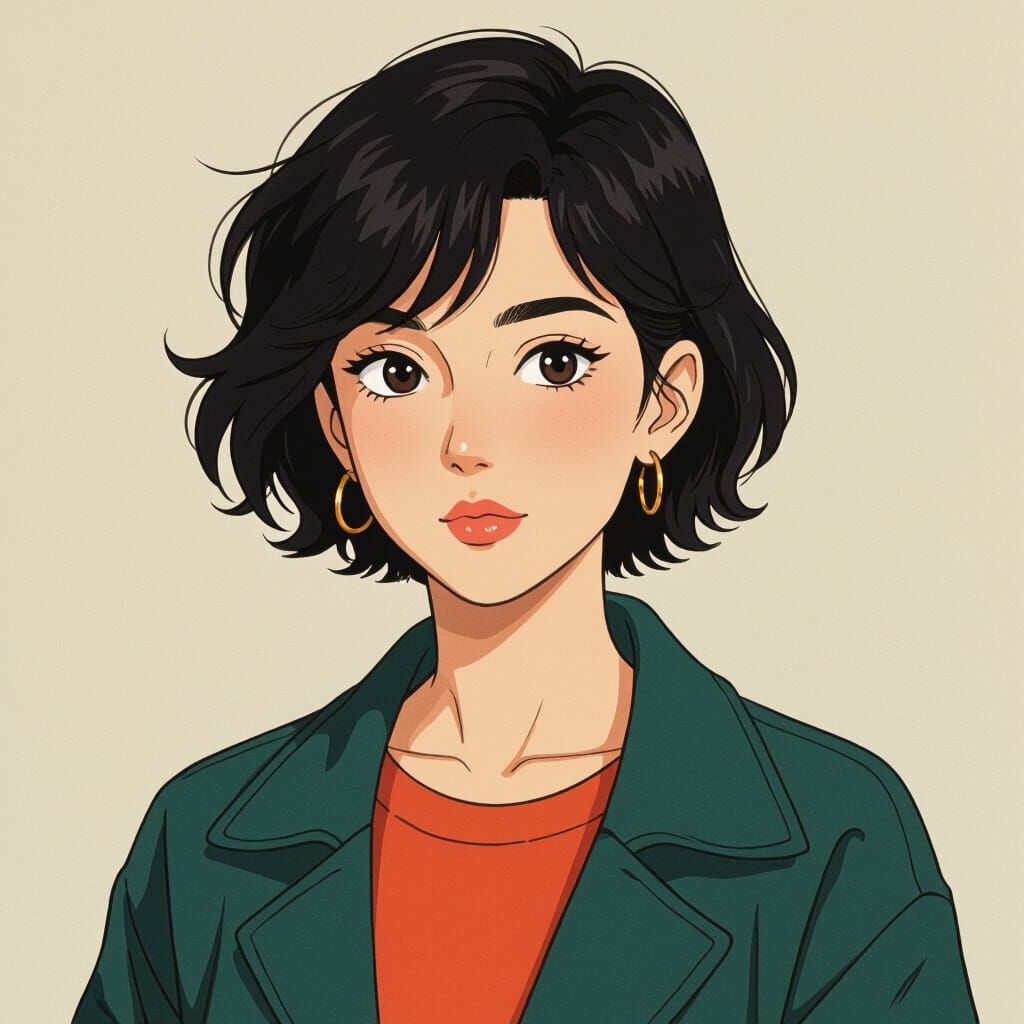 Androgynous Person in Animated Style with Vibrant Colors