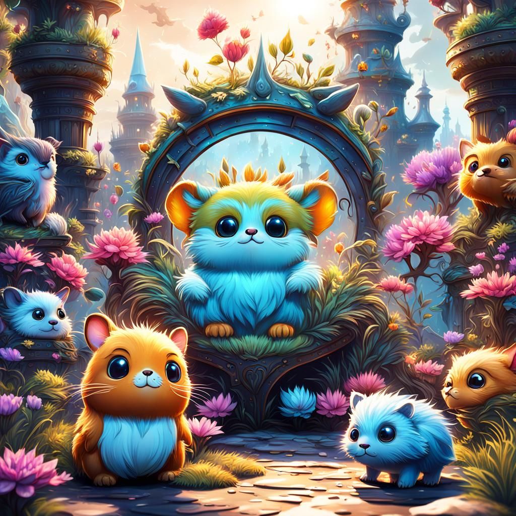 Fantastical Cute Animals in Detailed Digital Painting