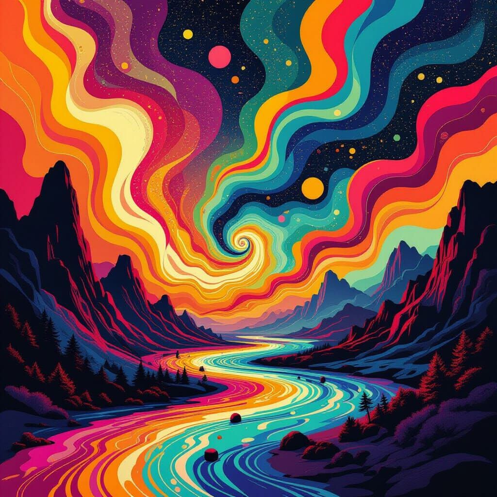 Psychedelic Swirls: Abstract Art in 70s Style