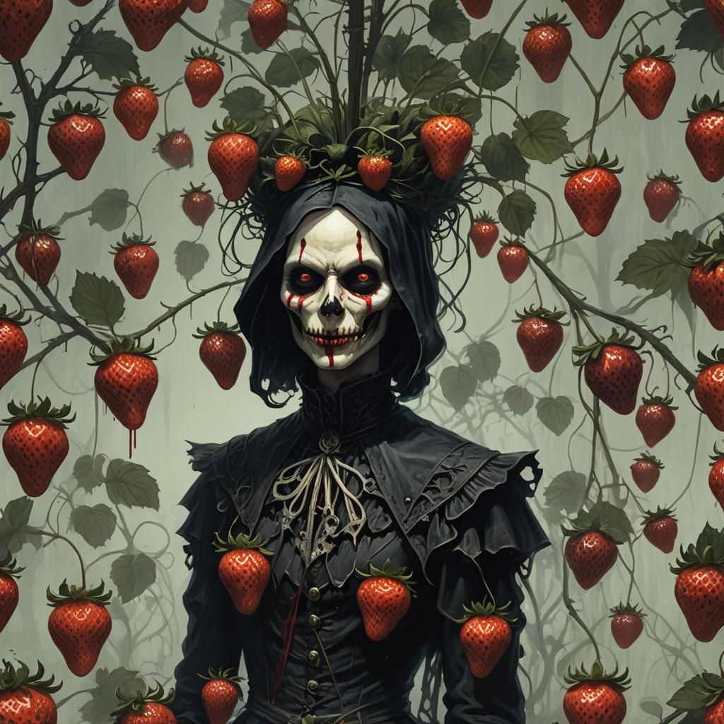 Sinister Gothic Strawberry Horror Art