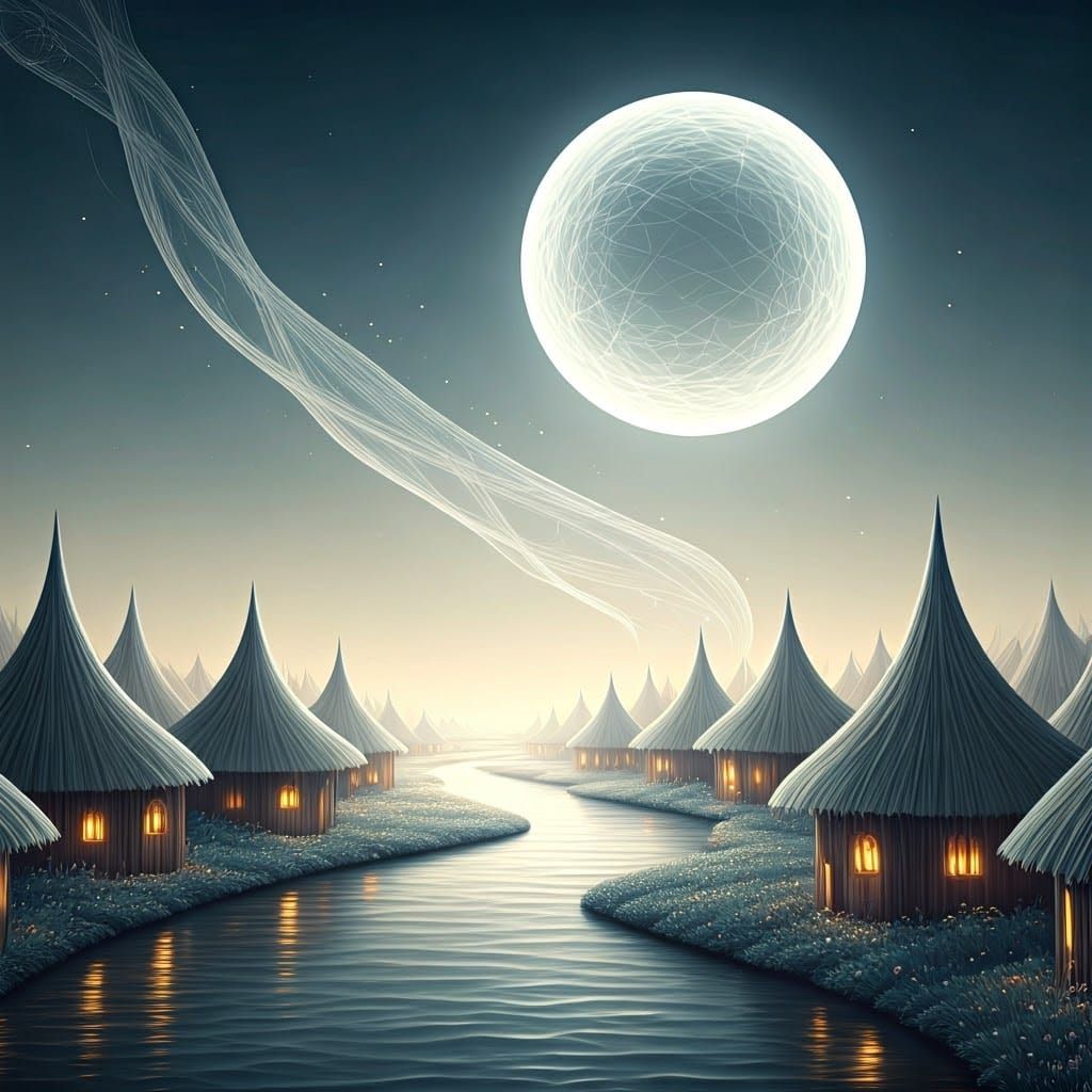 Dreamlike Landscape with Luminous Moon, in Seddon Style