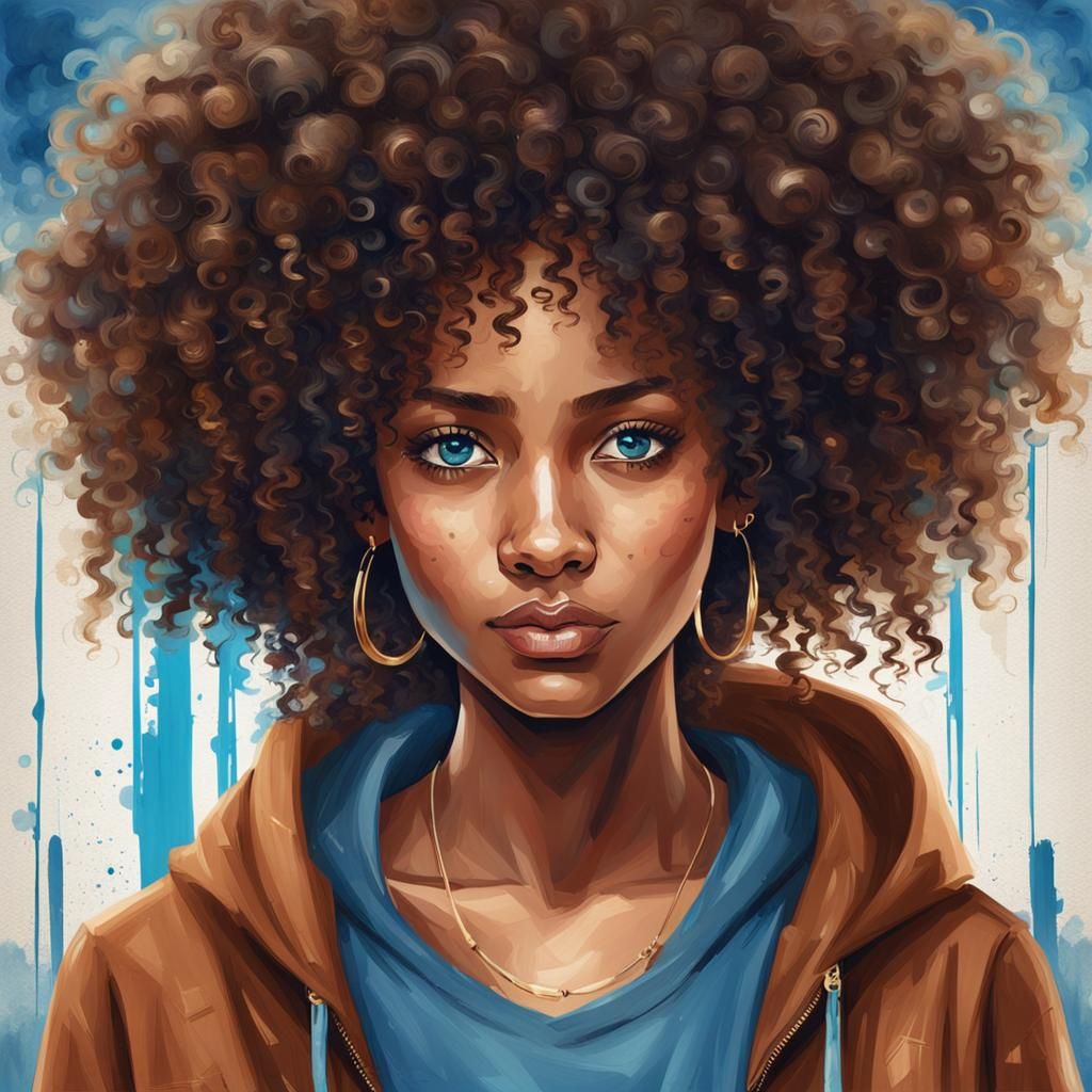 Beautiful Woman with Curly Afro Hairstyle