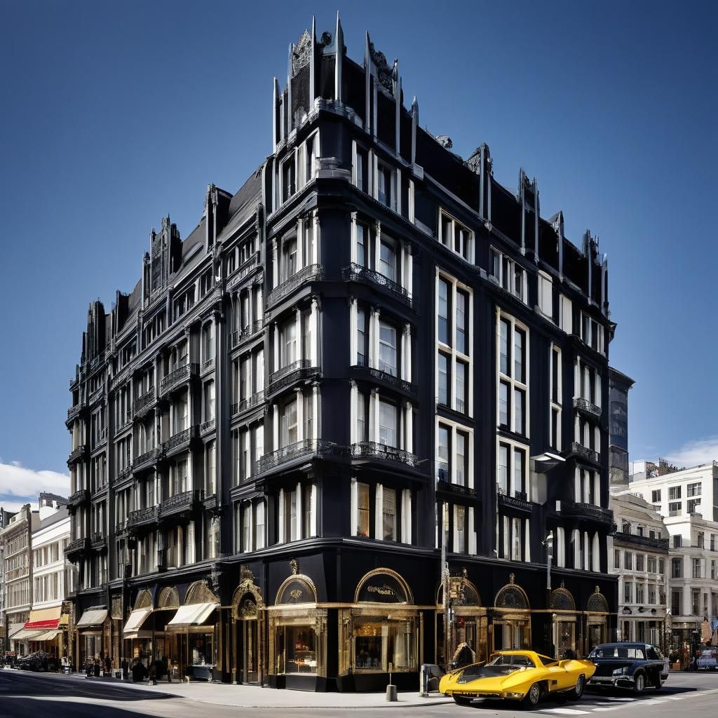 Ornate Art Deco Cityscape with Fur Accents