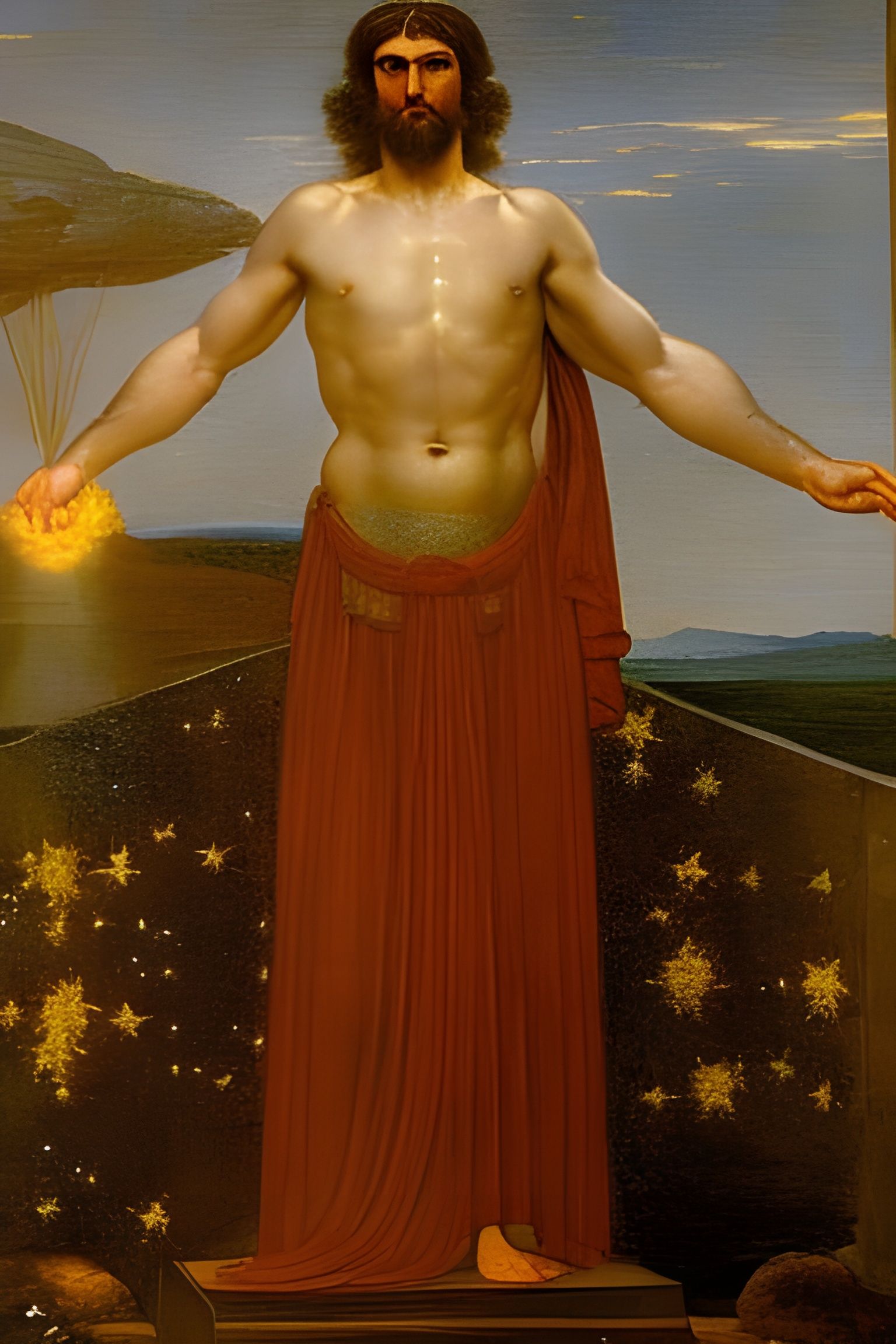 Hephaestus and His Net of Stars: Pre-Raphaelite Style