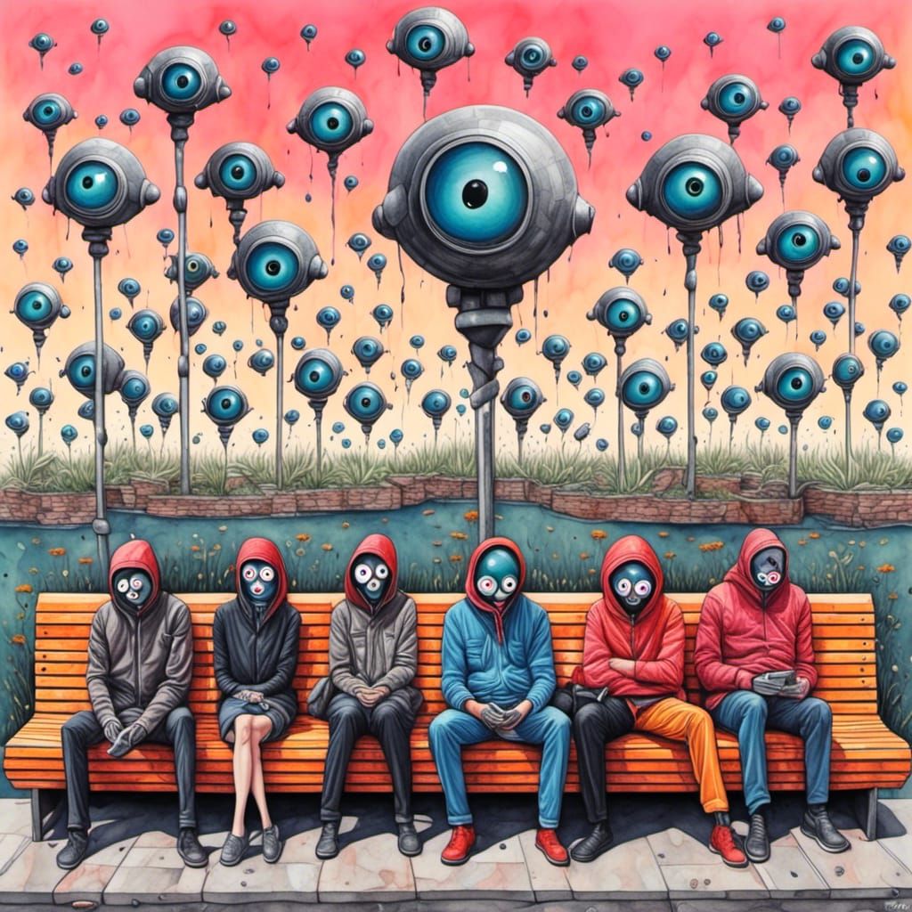 Surreal Security Camera Eyeballs Watch a Man