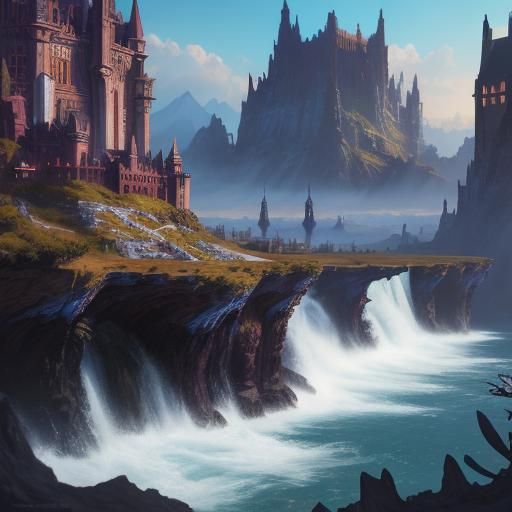 Detailed Cat-like Countryside in Fantasy Concept Art