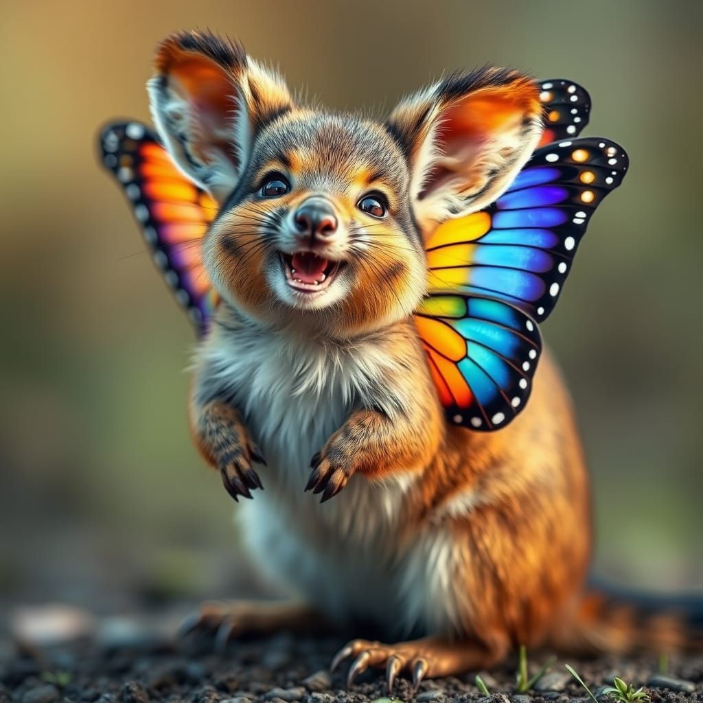 Quokka with Vibrant Butterfly Wings