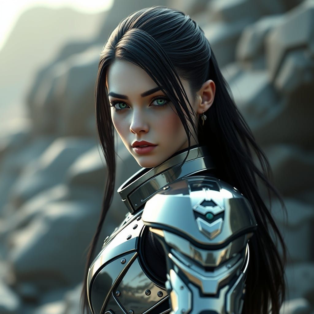 Heroic Girl in High-Tech Protective Suit