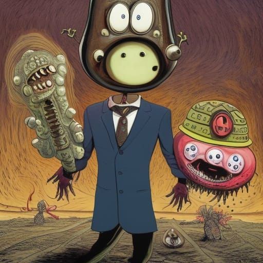 Grotesque Melting Creature: Sci-Fi Horror Abomination