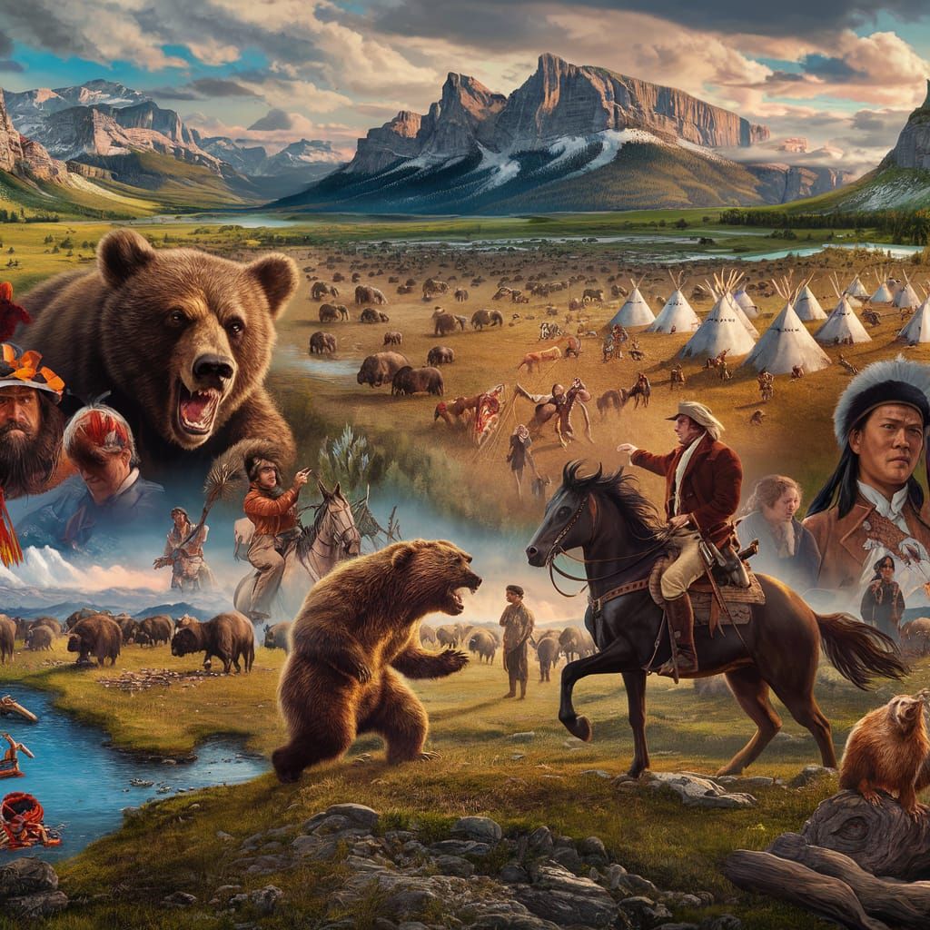 American Frontier Scene Matte Painting