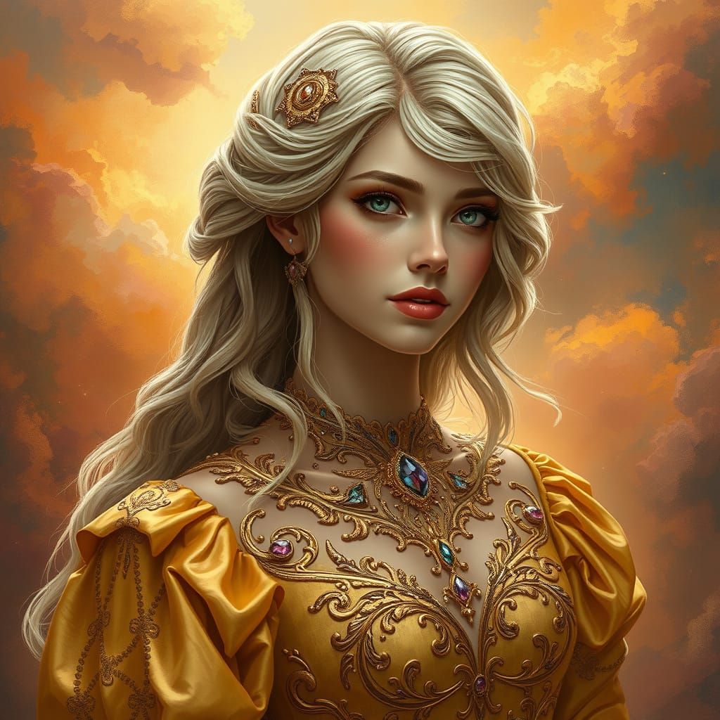Ethereal Goddess of Beauty in Opulent Luxury