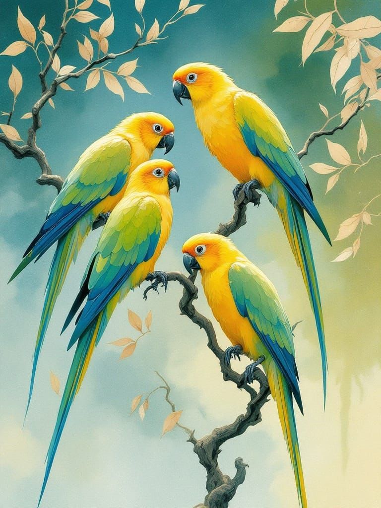 Ethereal Parrots in Supernatural Light