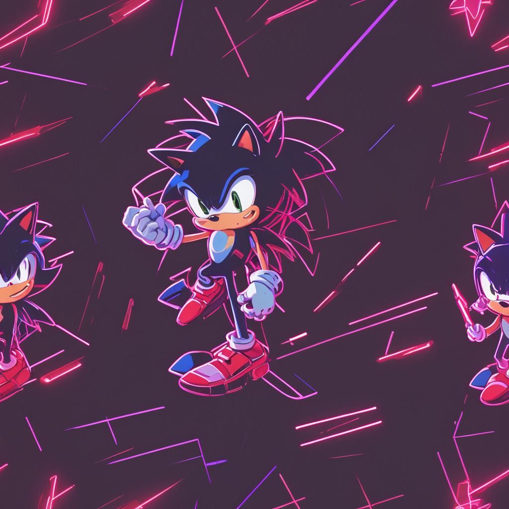 Sonic.exe in Synthwave Neon Retro Style