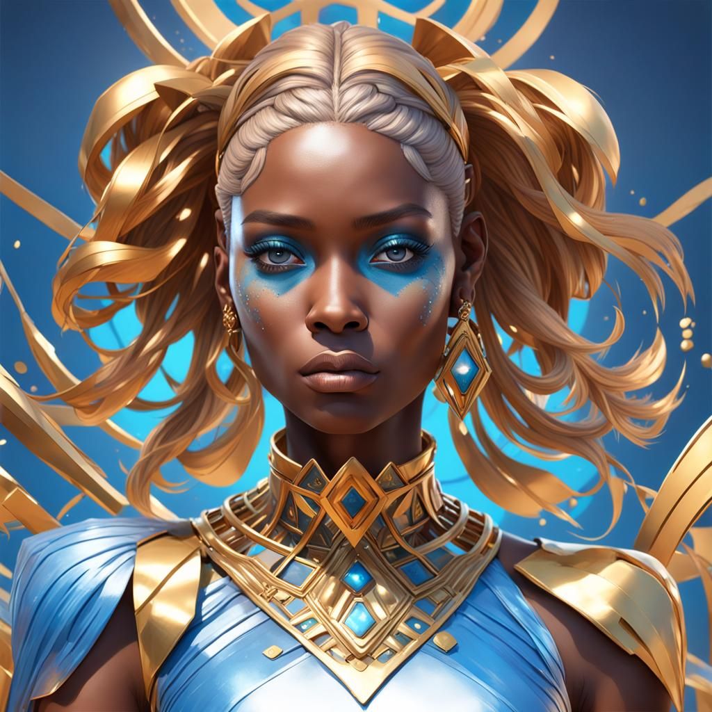 African American Woman Portrait with Gold Hair