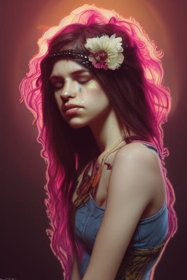 Punk Rocker Portrait in Art Nouveau Style