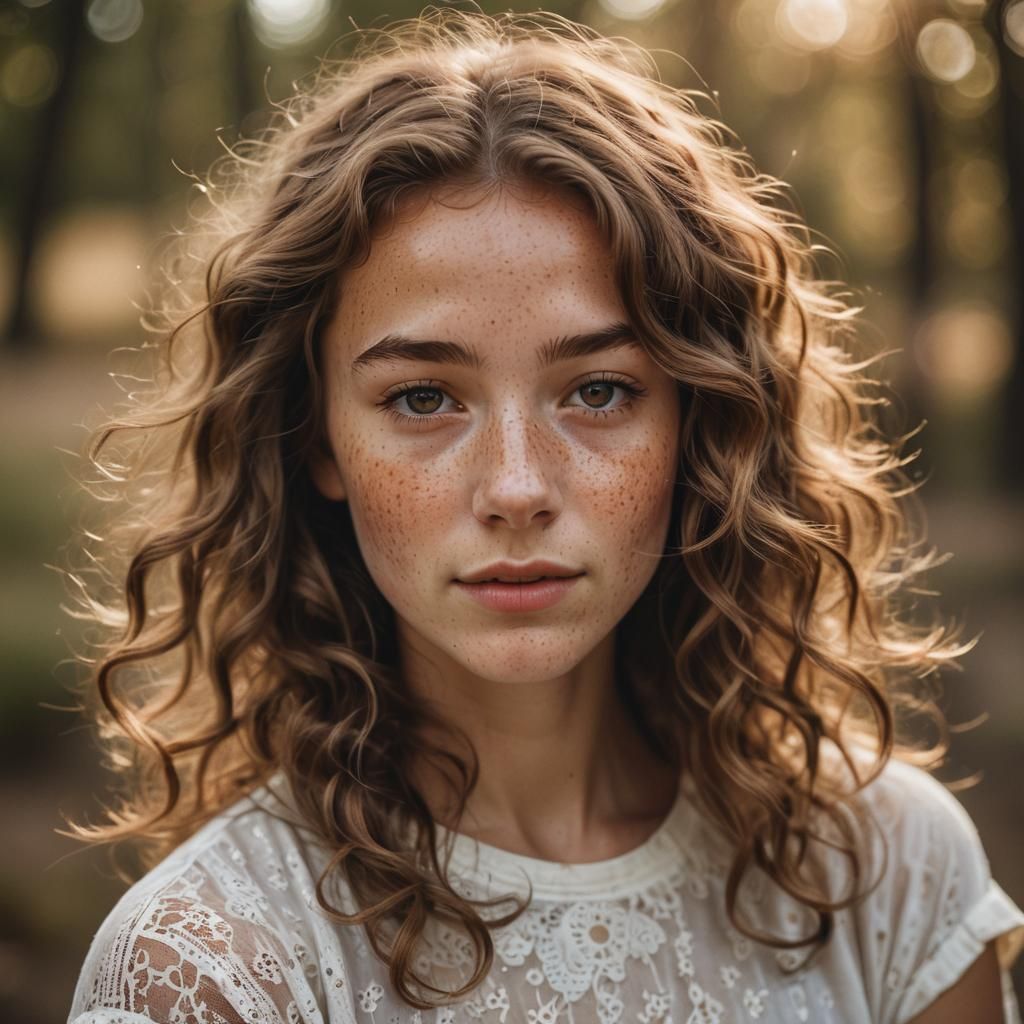 Warm Portrait of Young Woman with Soft Focus Lighting