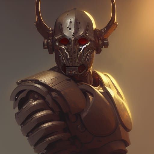 Armored Demon Portrait in Hyperdetailed Digital Art Style