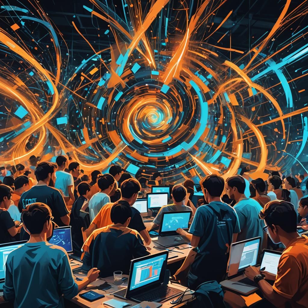 Vibrant Abstract Digital Art of Hackathon Team