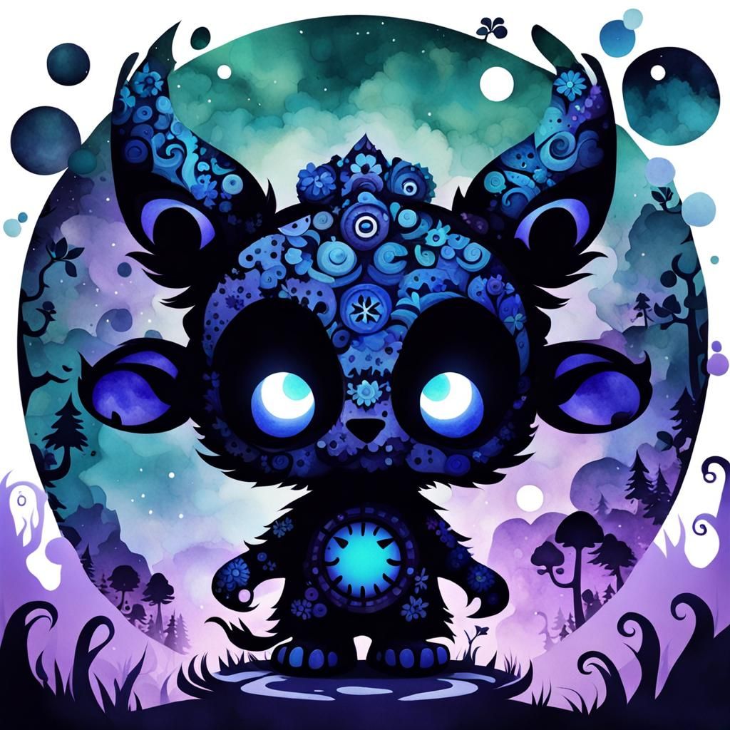 Monochromatic Cartoon Child in Naive Art Style