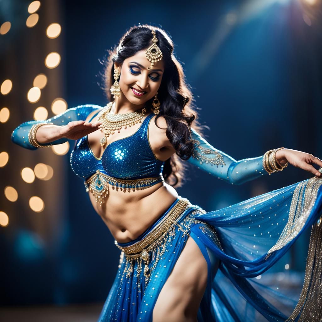 Curvy Indian Belly Dancer in Glittery Costume