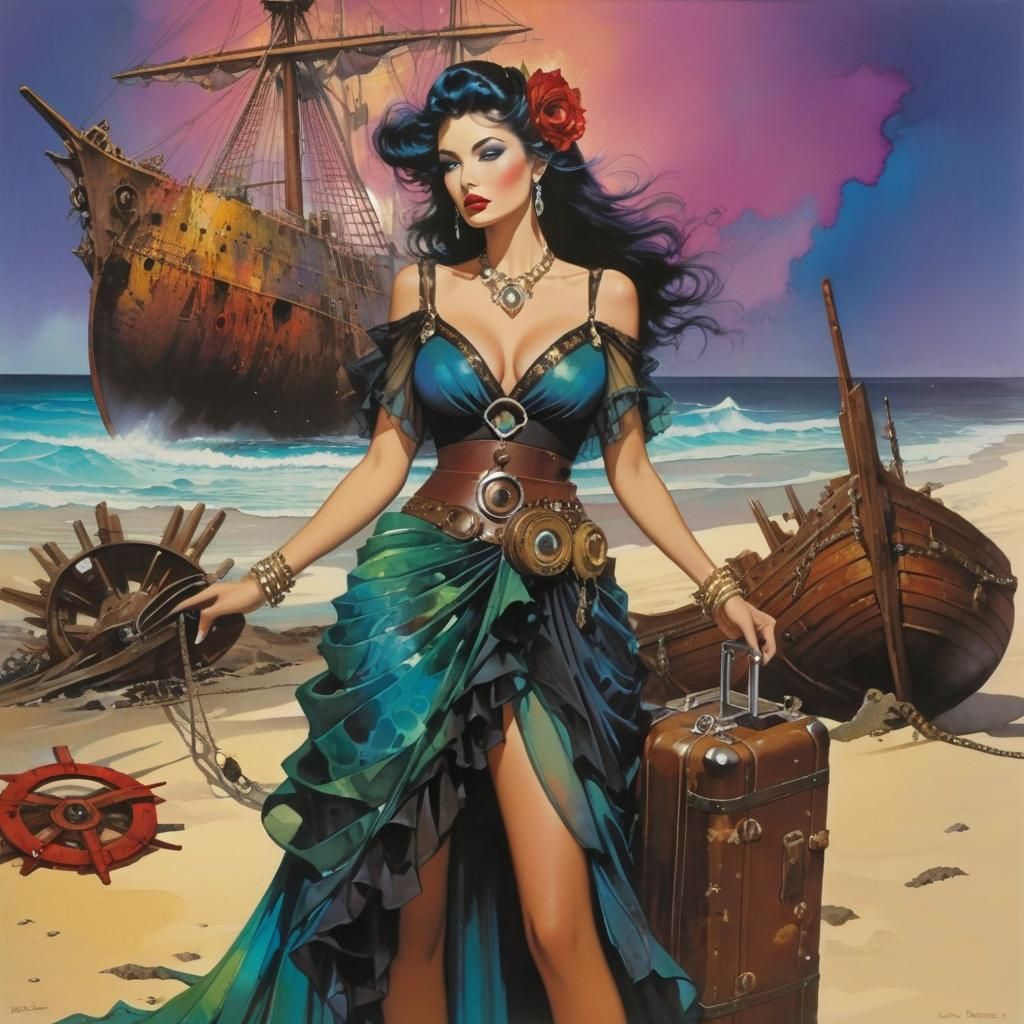 Dystopian Dress Shopping: Vibrant Alcohol Ink Shipwreck