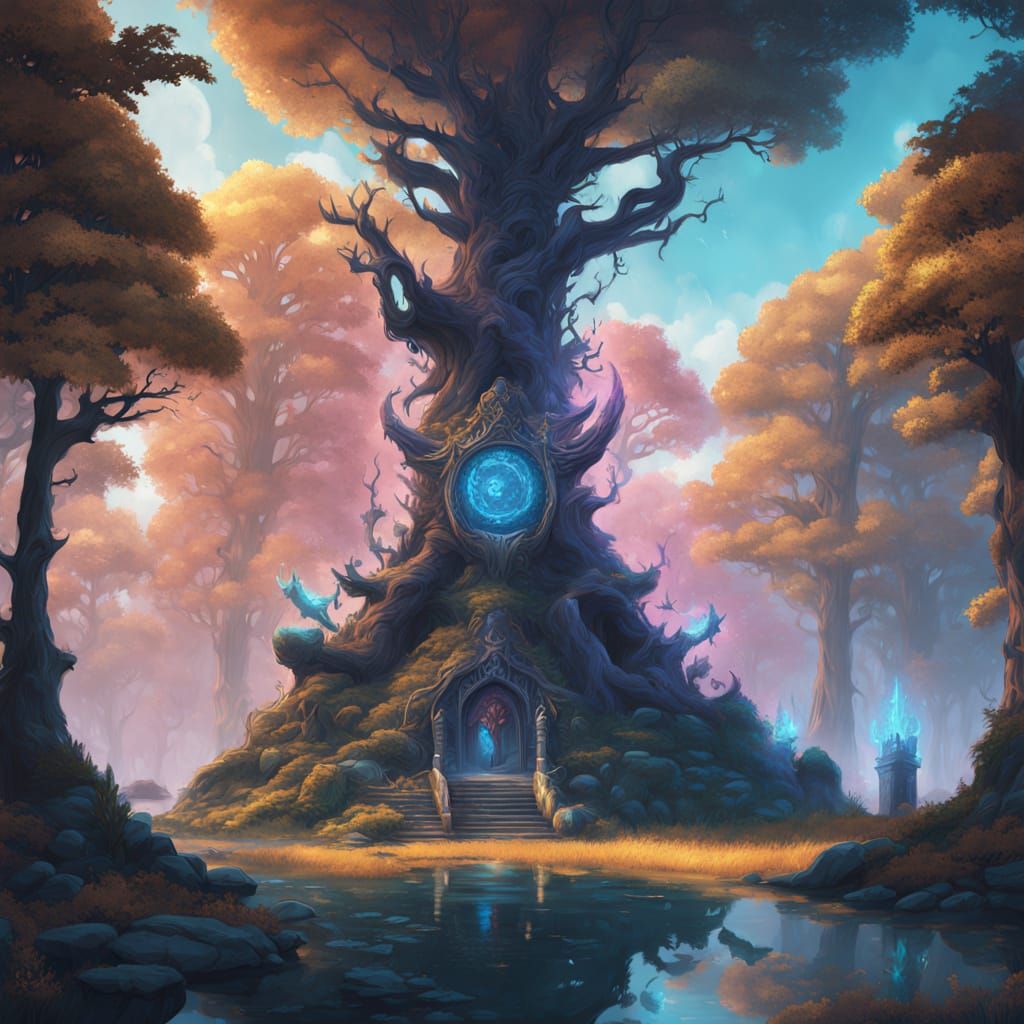 Mystical Forest Guardian in Vibrant Oil Painting Style