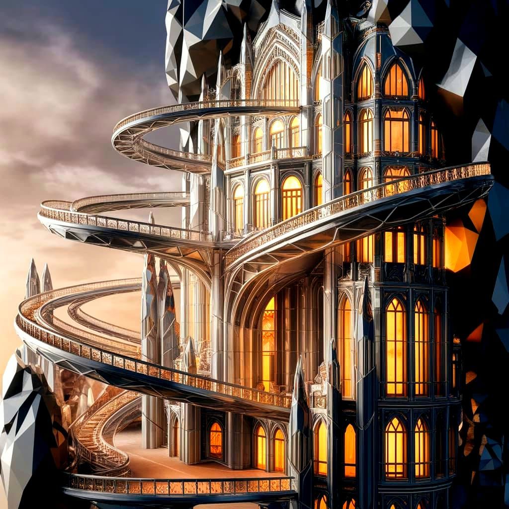 Art Nouveau City Carved from Obsidian