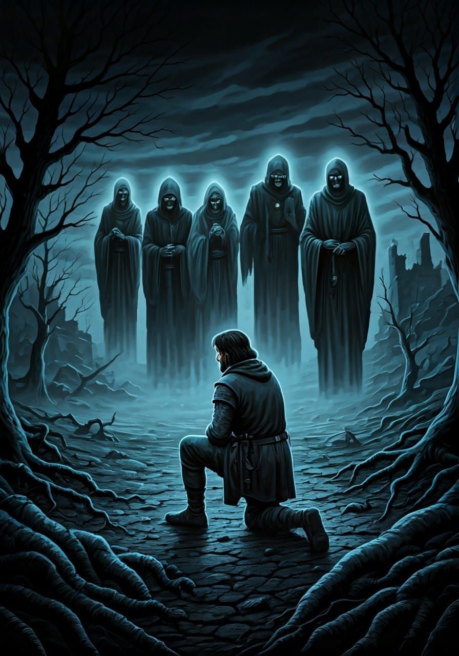 Desolate Battlefield: 1970s Dark Fantasy Art