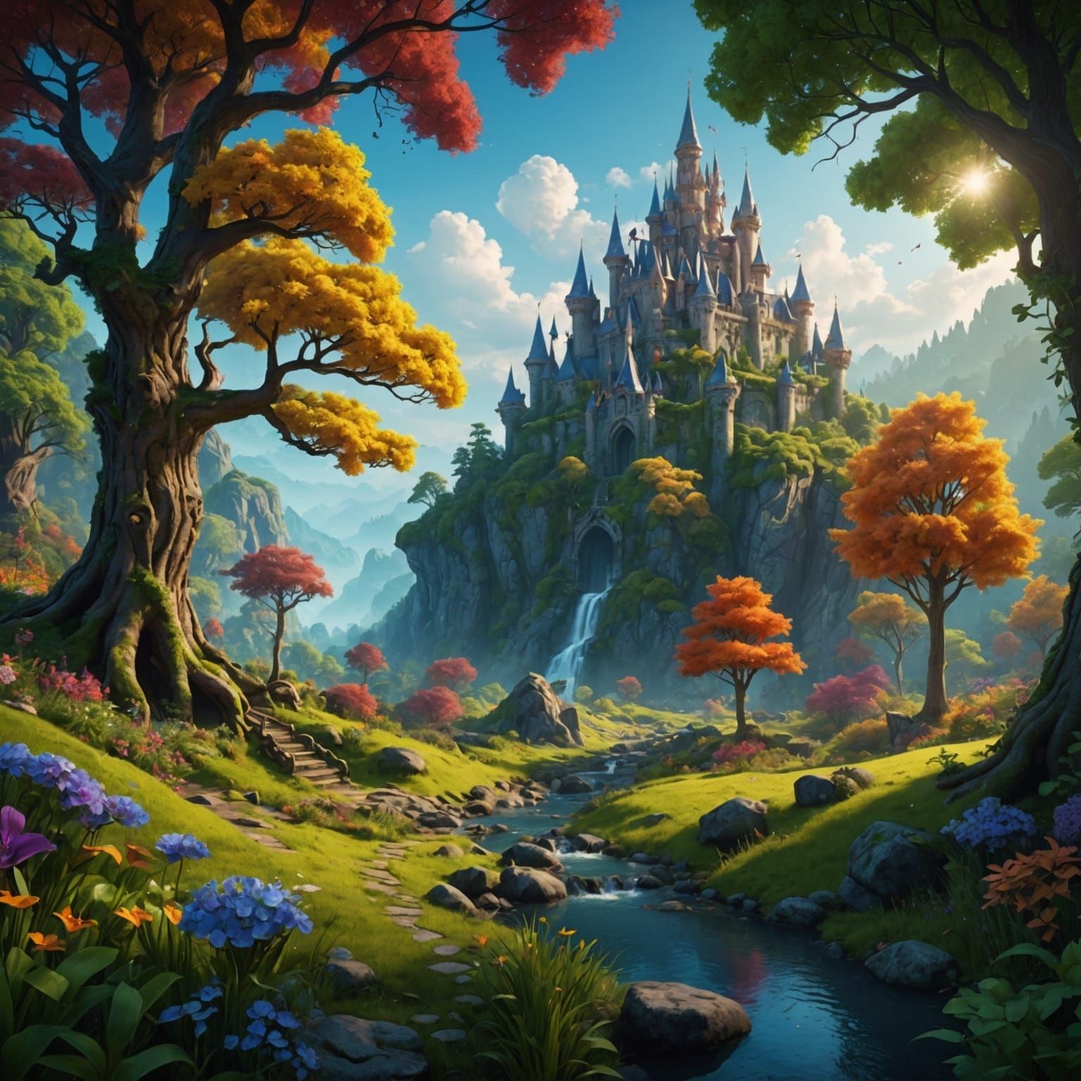 Enchanted Forest Landscape in Detailed Matte Painting