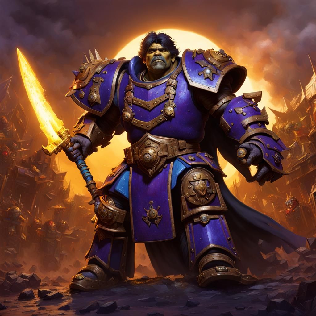 Maradona Warhammer Ork in Dark Fantasy Style