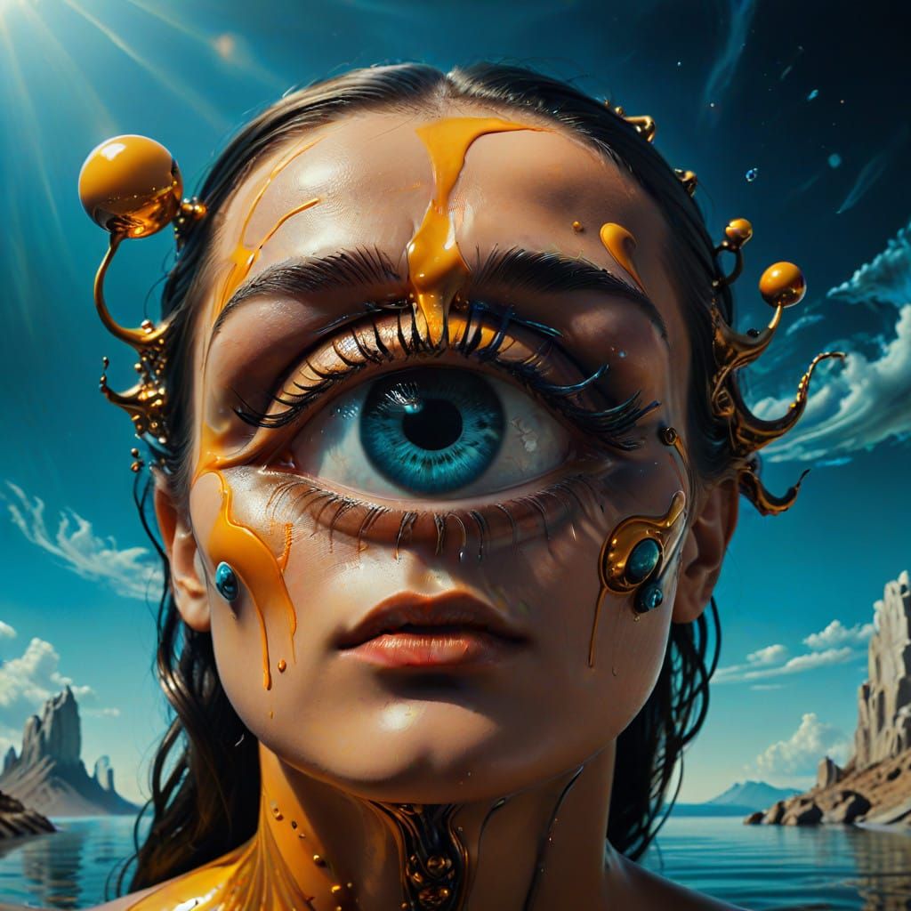 Hyper-Realistic Dreamscape in Vibrant Daliesque Colors