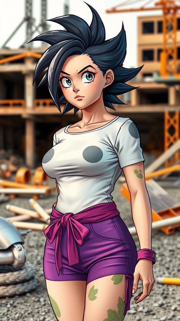 Dragonball Z Lady in a SpongeBob Construction Site