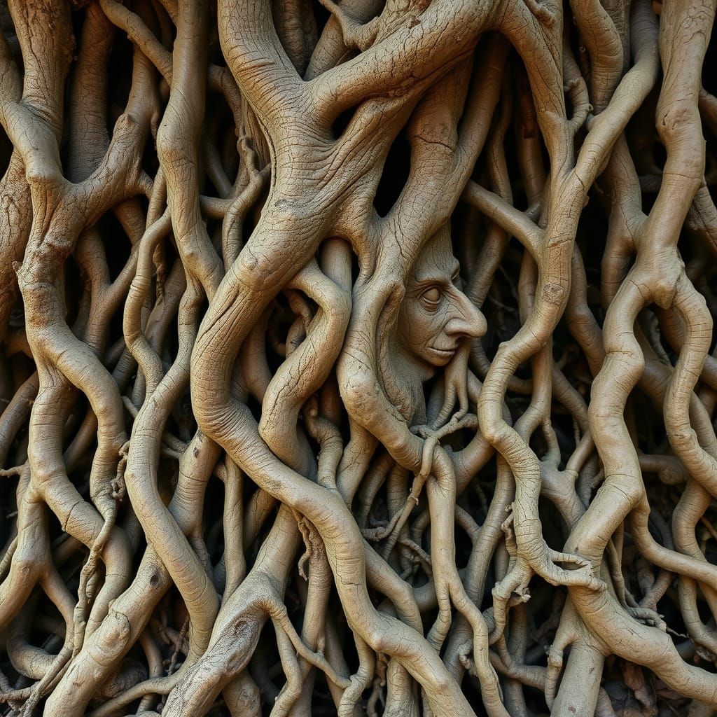 Surreal Tree Roots Reveal Hidden Face