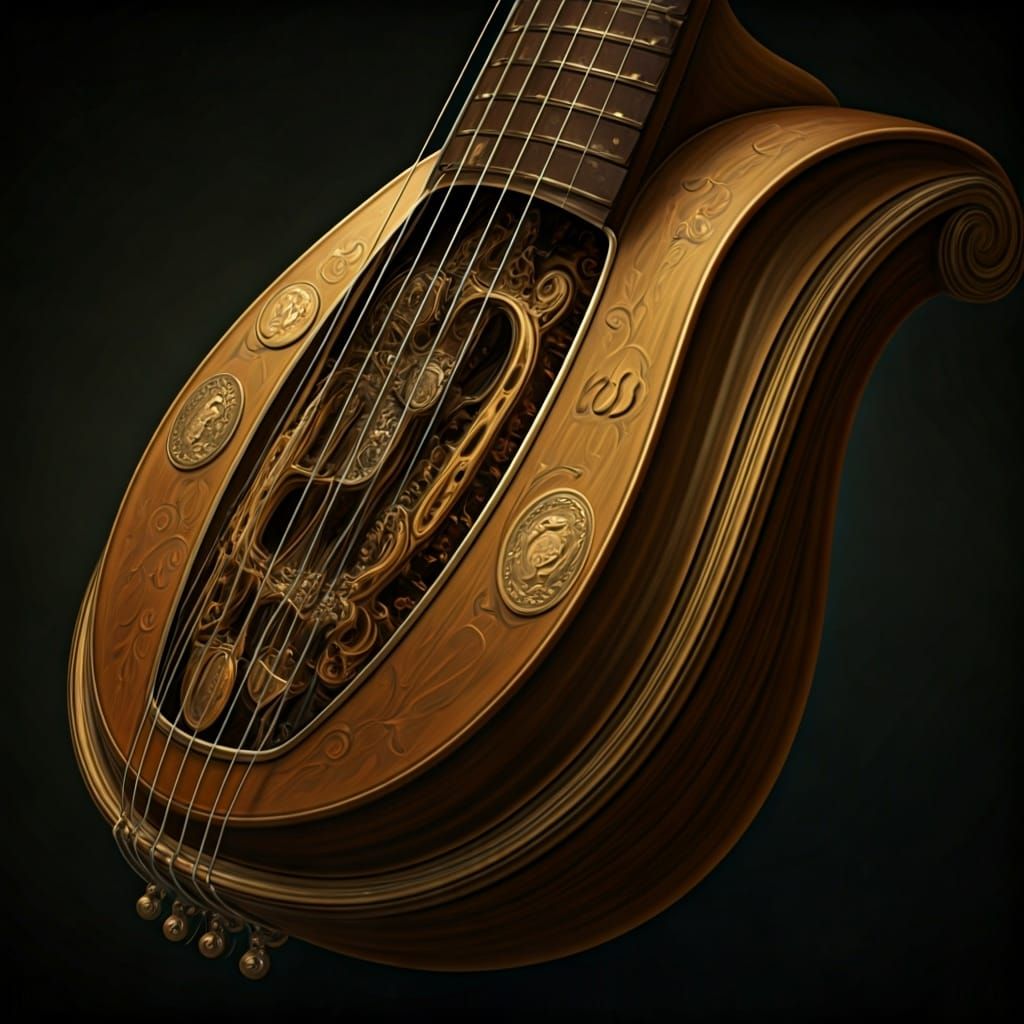 Surreal Musical Instrument with Coin Keys, Digital Painting