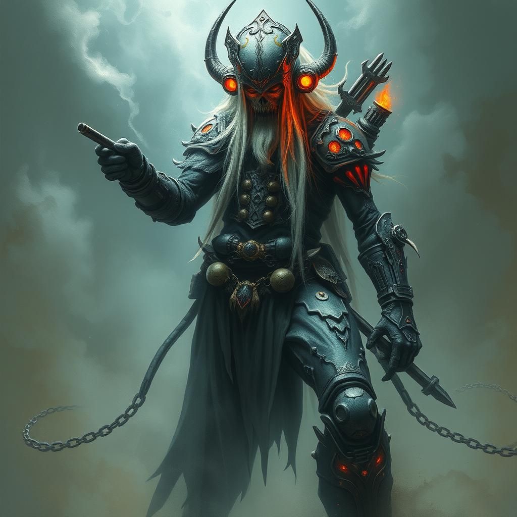 Ethereal Ghostpunk Barbarian in Acrylic Style