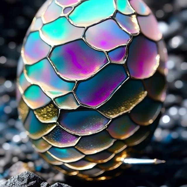 Elegant Dragon Egg in Intricately Detailed Metallic Scales